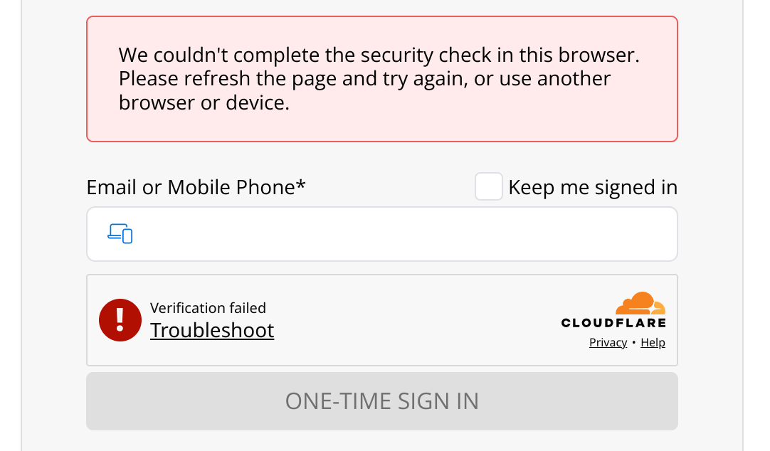 Cloudflare: Verification Failed